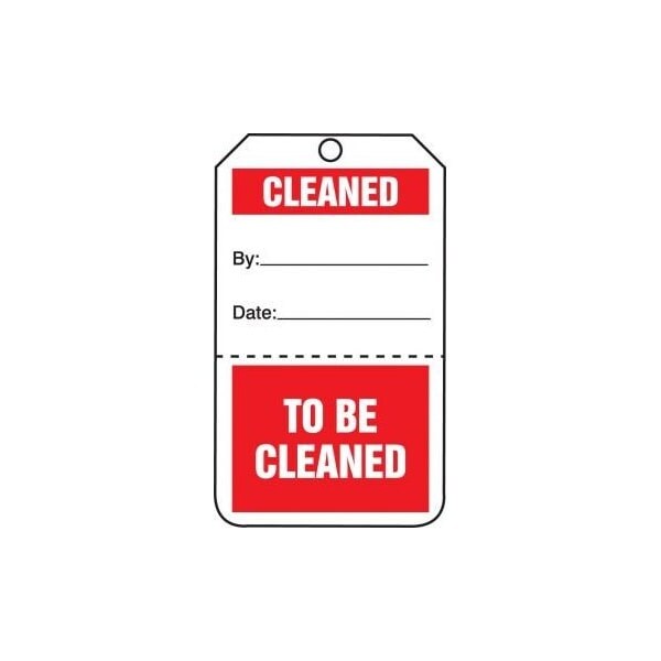 Accuform Safety Tags, CLEANED/TO BE CLEANED, Perforated, 5.75in x 3.25in, RP-Plastic, 5PK - TPP107PTM
