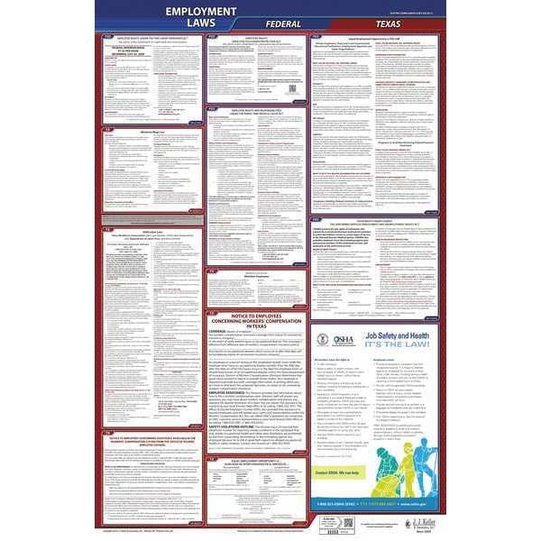 Jj Keller LaborLaw Poster, Fed/STA, TX, ENG, 26inH, 3yr - 300-TXWC-3