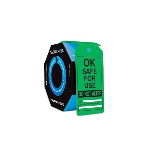 Accuform Tags By-The-Roll, Ok Safe For Use Do Not Alter, PF-Cardstock, 100/Rl - TAR304