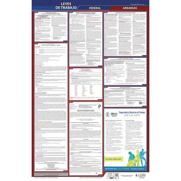 Jj Keller Labor Law Poster, Fed/STA, AR, SP, 40Wx26inH - 400-AR