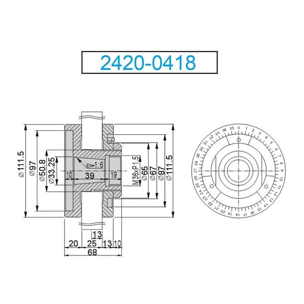 H & H Industrial Products FEB18 Tatung Grinding Wheel Adapter - 2420-0418