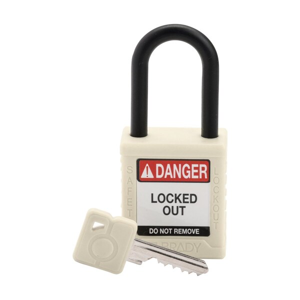Brady Velocity Lockout Padlocks Nylon 1.5in Clearance KD Plastic Shackle White - SDPL-WHT-38PL-KD