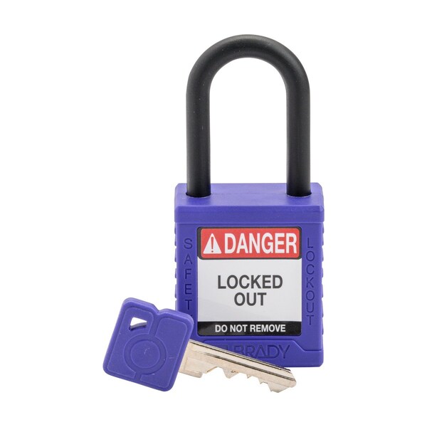 Brady Velocity Lockout Padlocks Nylon 1.5in Clearance KD Plastic Shackle Purple - SDPL-PRP-38PL-KD