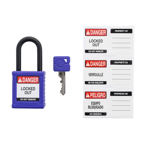 Brady Velocity Lockout Padlocks Nylon 1.5in Clearance KD Plastic Shackle Purple - SDPL-PRP-38PL-KD