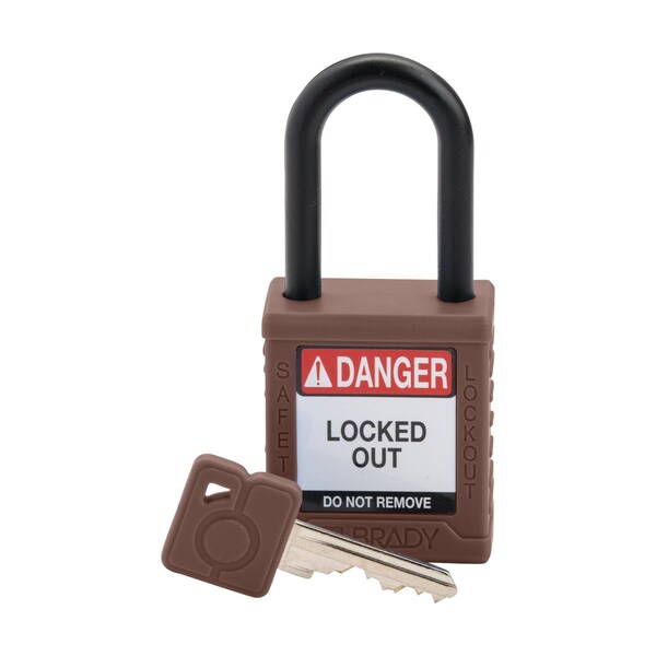 Brady Velocity Lockout Padlocks Nylon 1.5in Clearance KD Plastic Shackle Brown - SDPL-BRN-38PL-KD