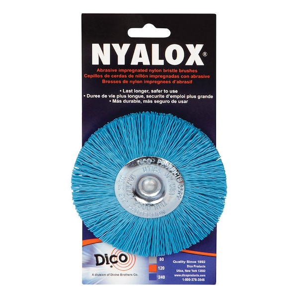Dico Dico Nyalox 4 in. Fine Crimped Mandrel Mounted Wheel Brush Nylon 2500 rpm 1 pc - 541-784-4