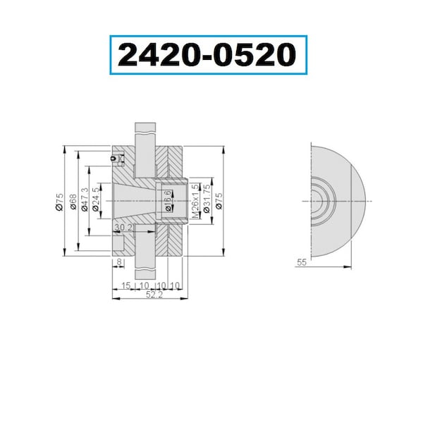 H & H Industrial Products F520 Okamoto Grinding Wheel Adapter - 2420-0520