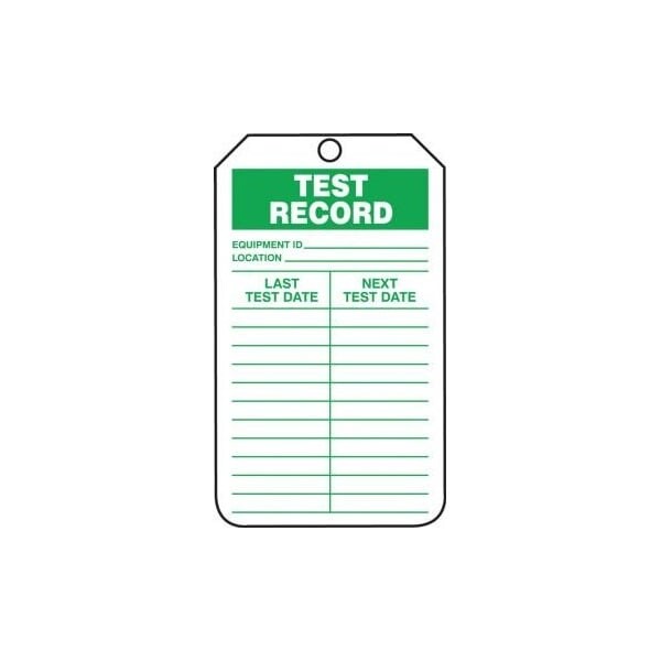 Accuform Safety Tags, TEST RECORD, 8.5in x 3.875in, RP-Plastic, 5PK - TRS339PTM