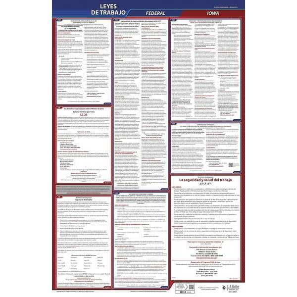 Jj Keller Labor Law Poster, Fed/STA, IA, SP, 26inH, 1yr - 400-IA-1