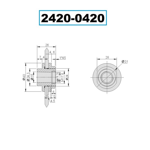 H & H Industrial Products W20 Waida Grinding Wheel Adapter - 2420-0420