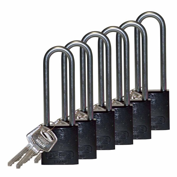 Brady Standard Key Retain Lockout Aluminum Padlock 3in Aluminum Shackle KA Black 6PK - 123316