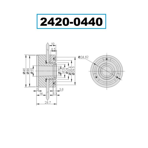 H & H Industrial Products W40 Waida Grinding Wheel Adapter - 2420-0440