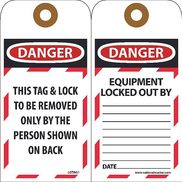 Nmc Danger This Tag & Lock To Be Removed Only By Tag, Pk10 - LOTAG1