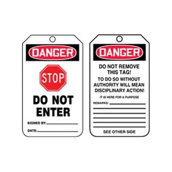 Accuform Safety Tags, DANGER STOP DO NOT ENTER, 5.75in x 3.25in, PF-Cardstock, 25PK - MDT002CTP