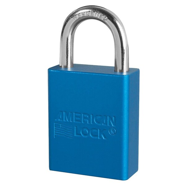 Master Lock American Lock Aluminum Safety Padlock, 1-1/2in x 1in Shackle, Anodized, Blue, Master Key# 428M - A1105MK-BLU