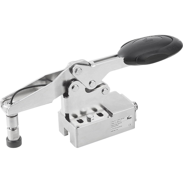 Kipp Toggle Clamp Horizontal W.Safety Interl.A.Force Se D=M06, F4=1200, C1=Max.16, 4, Stainless Steel,  - K1463.10610011