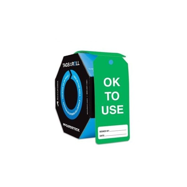 Accuform Tags By-The-Roll, Ok To Use, PF-Cardstock, 250/Rl - TAR739