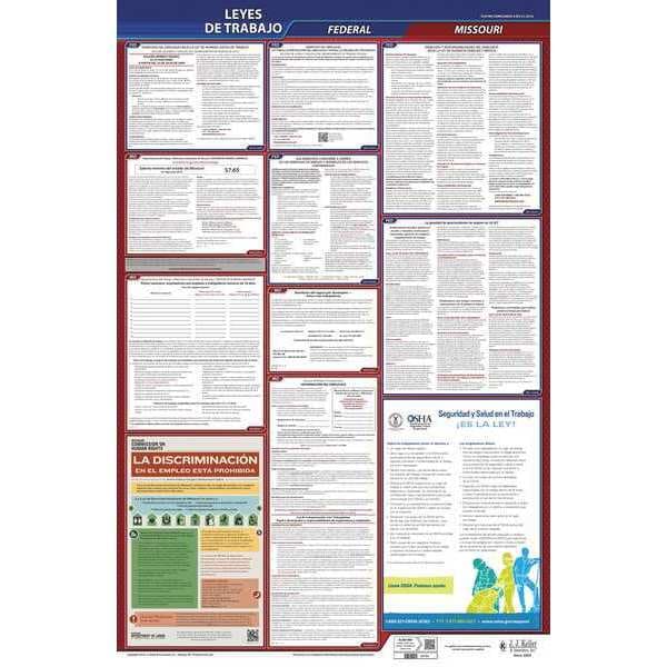 Jj Keller Labor Law Poster, Fed/STA, MO, SP, 26inH, 3yr - 400-MO-3