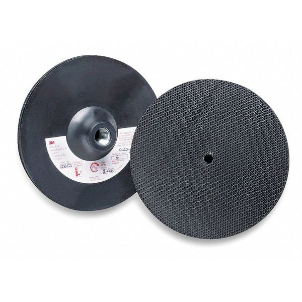 3M Hook-and-Loop Disc Backup Pad, 4 1/2 in Dia, 1/8 in Thick, Non- Vacuum, 5/8'-11 Connector Size - 14111