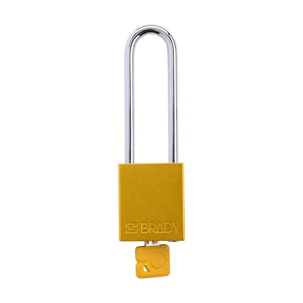 Brady Standard Key Retaining Lockout Aluminum Padlock 3 in Steel Shackle KD Yellow - SDAL-YLW-76ST-KD