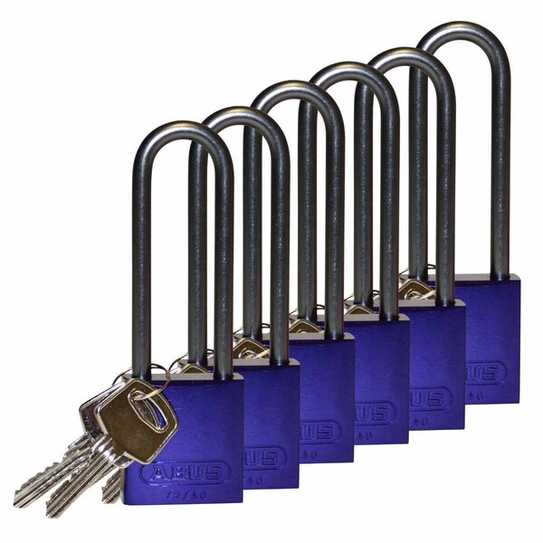 Brady Standard Key Retain Lockout Aluminum Padlock 3in Aluminum Shackle KA Purple 6PK - 123318