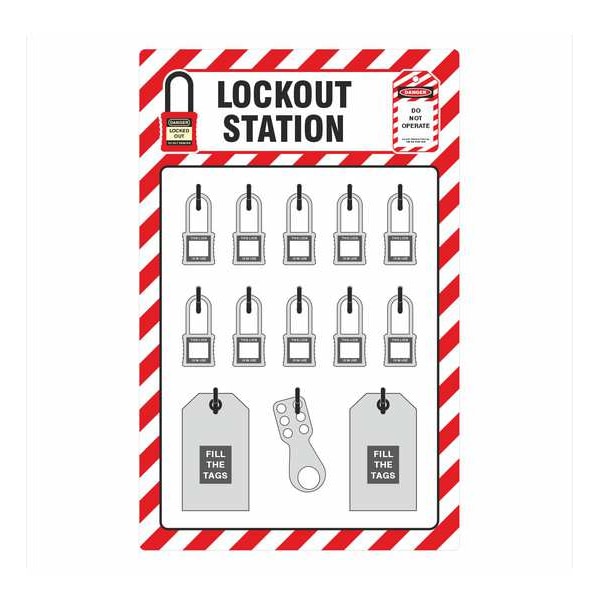 Zing Lockout Tagout Shadow Board, 15" W - 7801