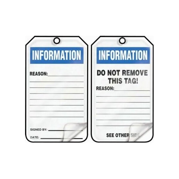 Accuform Safety Tags, INFORMATION, 5.75in x 3.25in, Self-Laminating RP-Plastic, 25PK - TRS241LPP