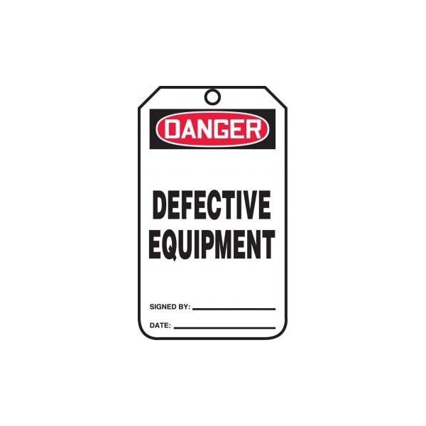 Accuform Safety Tags, DANGER DEFECTIVE EQUIPMENT, 8.5in x 3.875in, RP-Plastic, 5PK - MDT272PTM