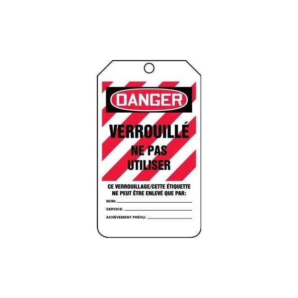 Accuform French Safety Tags, DANGER LOCKED OUT DO NOT REMOVE, 5.75in x 3.25in, RP-Plastic, 5PK - FRMLT418PTM