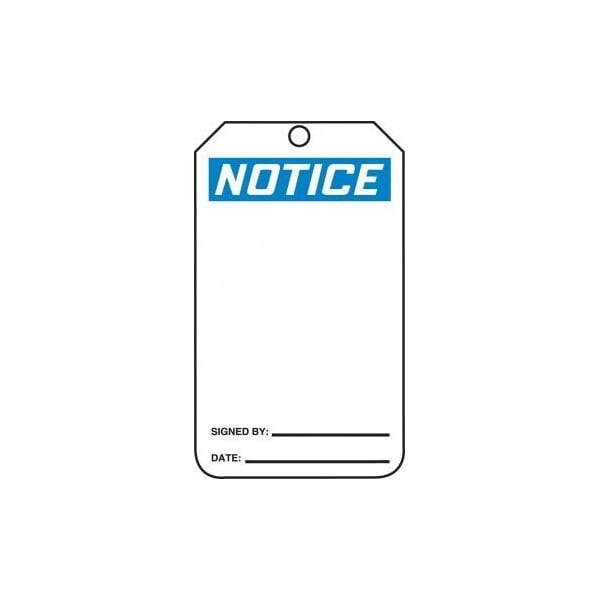 Accuform Safety Tags, NOTICE BLANK, 5.75in x 3.25in, Self-Laminating RP-Plastic, 5PK - MDT800LPM