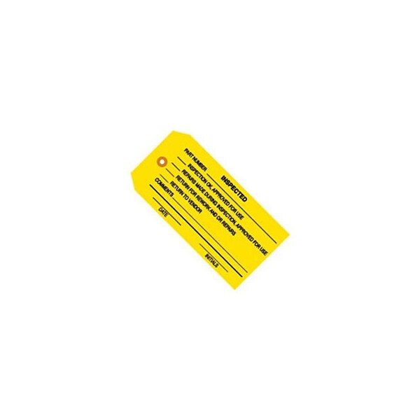 The Packaging Wholesalers Inspection Tags, "Inspected", #5, 4-3/4"L x 2-3/8"W, Yellow, 1000/Pack - G20061