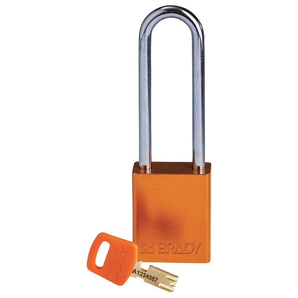 Brady Lockout Padlock, Orange, 1-13/16" H Body - ALU-ORG-76ST-KD