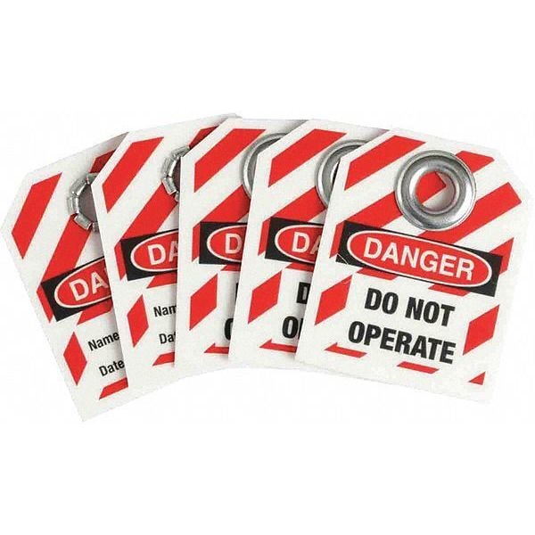 Brady Safety Tag, Danger, Plastic, 2 in Width, 2 1/2 in Height, Write On Surface: Yes , 25 PK - 148824