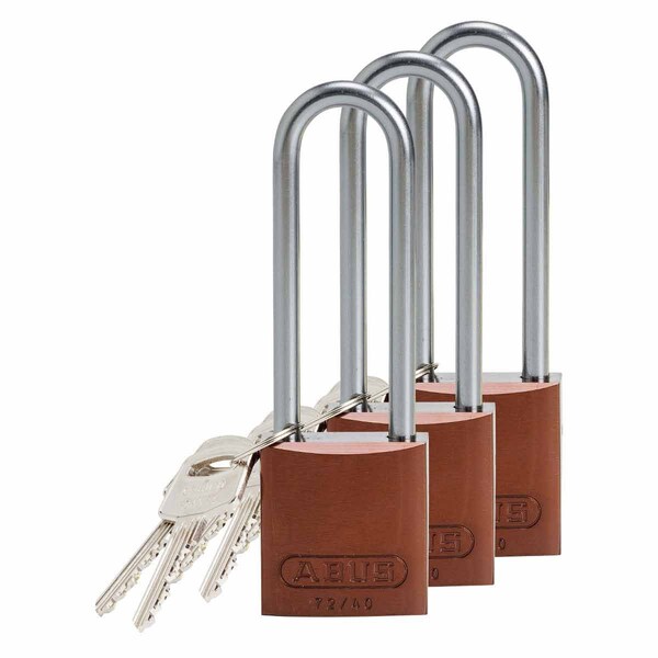 Brady Standard Key Retain Lockout Aluminum Padlock 3in Aluminum Shackle KA Brown 3PK - 123308