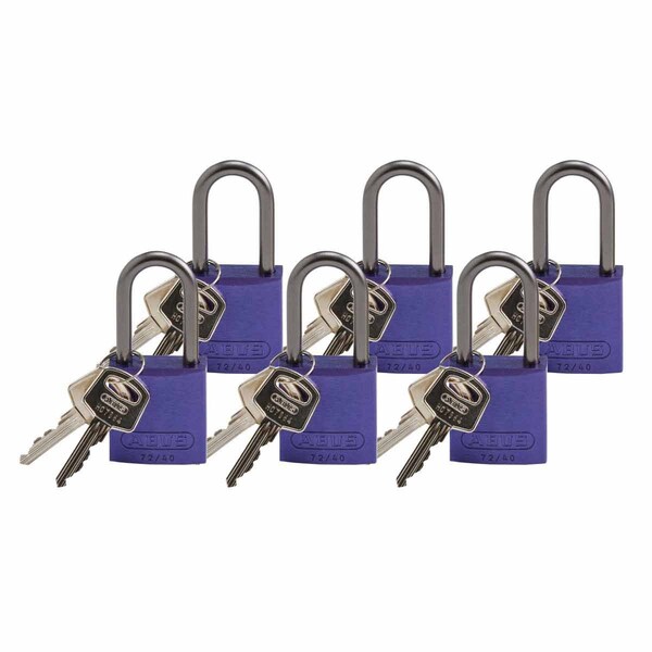Brady Standard Safety Lockout Aluminum Padlock 1.5 in Aluminum Shackle KA Purple 6PK - 123440