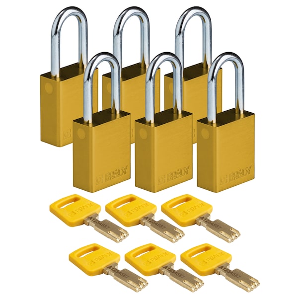 Brady Safekey Lockout Padlock Aluminum Ylw 1.5" S - ALU-YLW-38ST-KD6PK