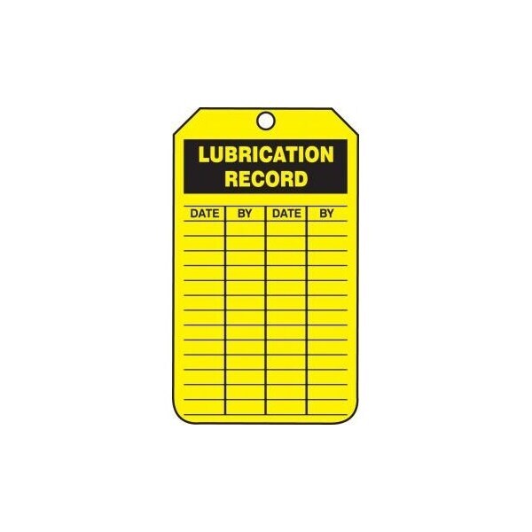 Accuform Safety Tags, LUBRICATION RECORD, 5.75in x 3.25in, RP-Plastic, 5PK - TRS251PTM