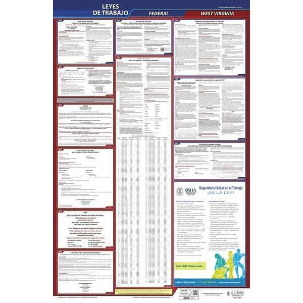 Jj Keller Labor Law Poster, Fed/STA, WV, SP, 26inH, 3yr - 400-WV-3