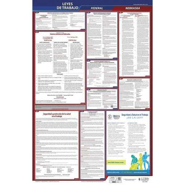 Jj Keller Labor Law Poster, Fed/STA, NE, SP, 26inH, 3yr - 400-NE-3