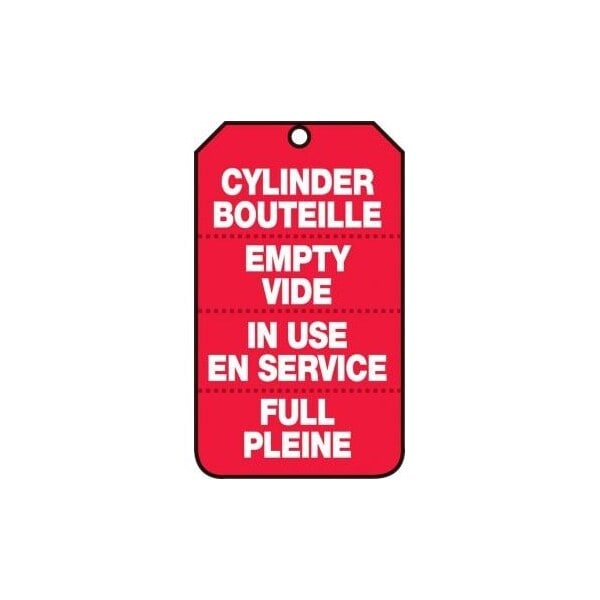 Accuform French Bilingual Safety Tags, CYLINDER, 5.75in x 3.25in, RP-Plastic, 25PK - TCF539PTP