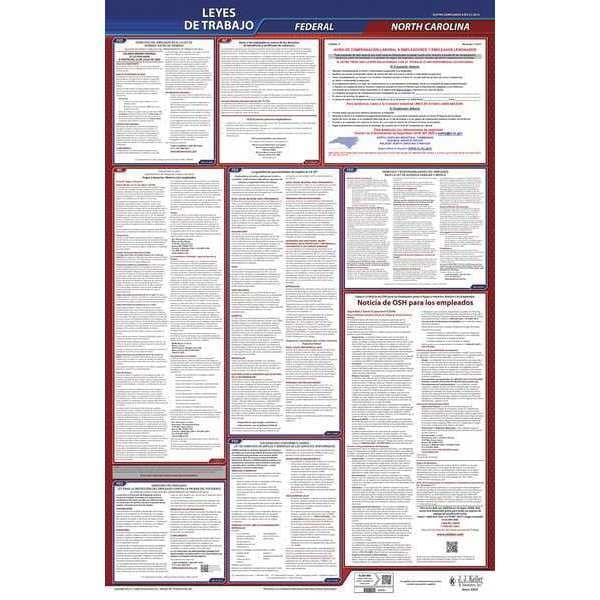 Jj Keller Labor Law Poster, Fed/STA, NC, SP, 40Wx26inH - 400-NC