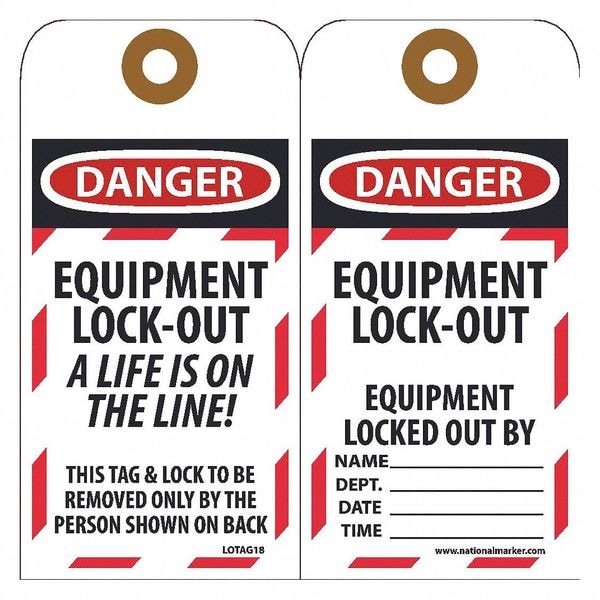 Nmc Danger Equipment Lock-Out A Life Is On The Line! Tag, Pk25 - LOTAG18-25