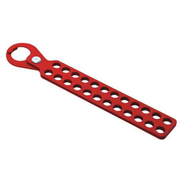 Zoro Select Lockout Hasp, Red, 10-1/4" L, Steel - 45MZ53