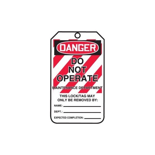 Accuform Safety Tags, DANGER DO NOT OPERATE MAINTENANCE DEPT, 5.75in x 3.25in, HS-Laminate, 5PK - MLT401LTM