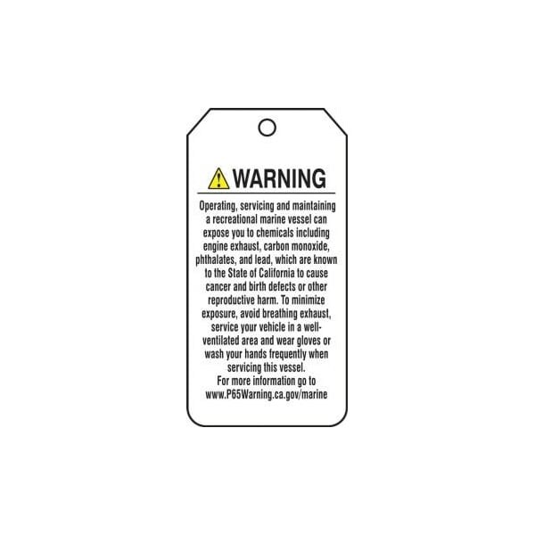 Accuform Mini Safety Tags, WARNING OPERATING SERVICING MAINTAINING A RECREATIONAL MARINE VESSEL, 25PK - TRM205CTP