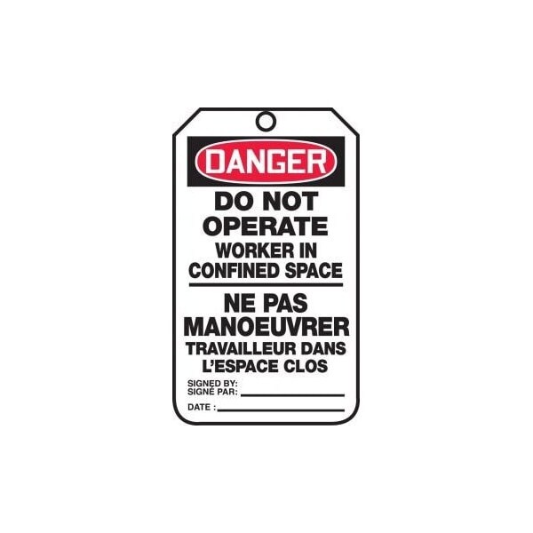 Accuform Danger, Self-Laminating RP-Plastic, 3-1/4 in Width, 0.11 in Height, , 5 PK - TCF144PTM