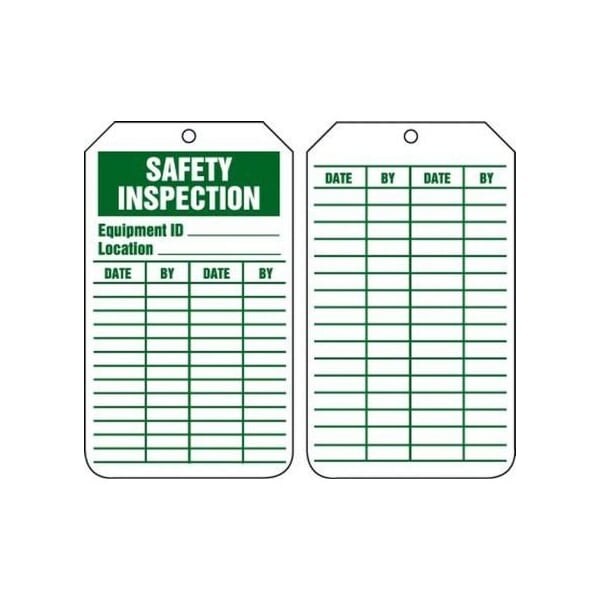 Accuform Safety Tags, SAFETY INSPECTION, 8.5in x 3.875in, RP-Plastic, 5PK - TRS324PTM