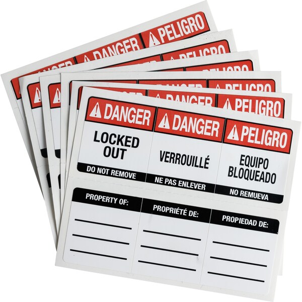 Brady Safekey Padlock Labels Vinyl, 1.12" H x 1.0, DANGER, Vinyl, 1 in Width, 1.12 in Height, Write On Surface: Yes - 150555