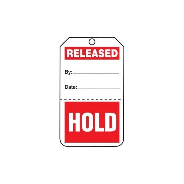 Accuform Safety Tags, RELEASED HOLD, Perforated, 5.75in x 3.25in, RP-Plastic, 25PK - TPP101PTP