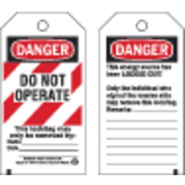Brady Danger Tag, Danger, Cardstock, 3 in Width, 5 3/4 in Height, Write On Surface: Yes , 25 PK - 65452